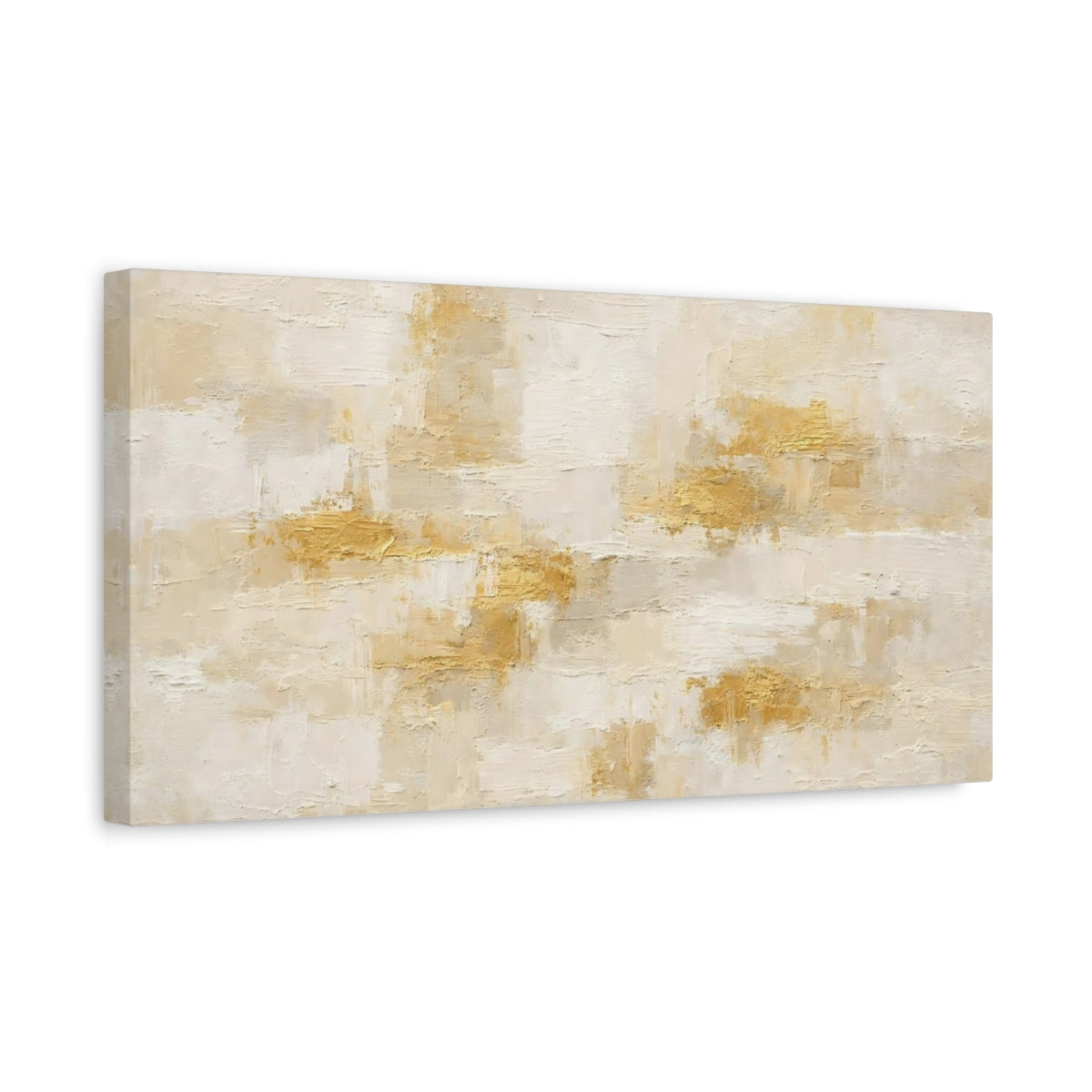 Side Mockup 3. Abstract Abstract Texture Cream Gold Abstract shown as stretched canvas wall art