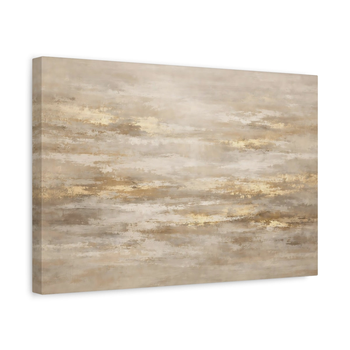 Side Mockup 4. Abstract Abstract Texture Gold And Beige shown as stretched canvas wall art