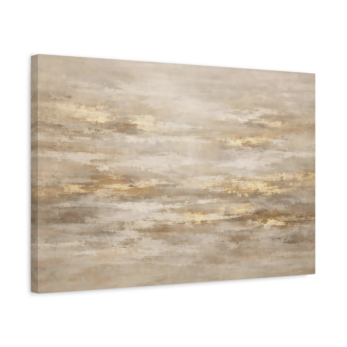 Side Mockup 3. Abstract Abstract Texture Gold And Beige shown as stretched canvas wall art