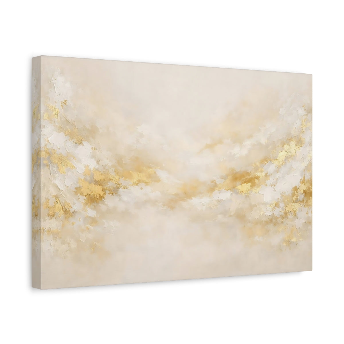 Side Mockup 4. Abstract Abstract Texture Gold And Cream shown as stretched canvas wall art