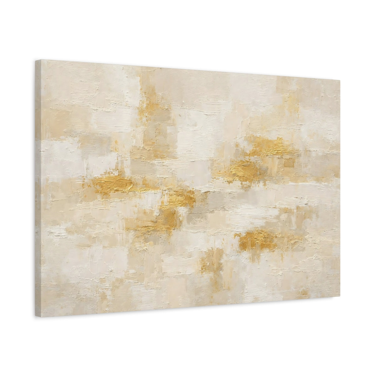 Side Mockup 2. Abstract Abstract Texture Gold Beige Abstract shown as stretched canvas wall art