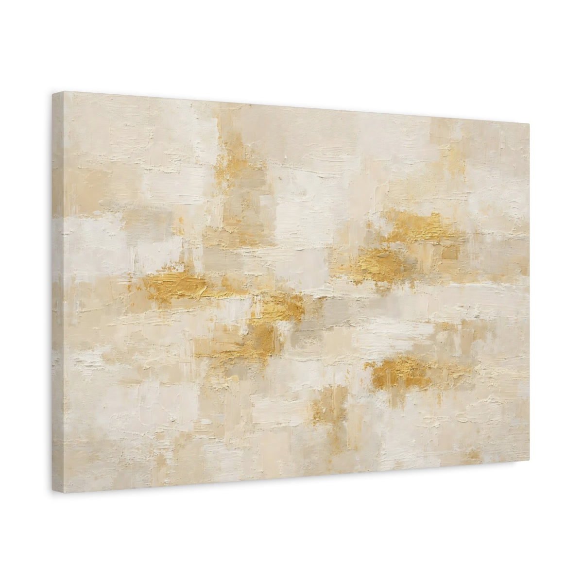 Side Mockup 3. Abstract Abstract Texture Gold Beige Abstract shown as stretched canvas wall art