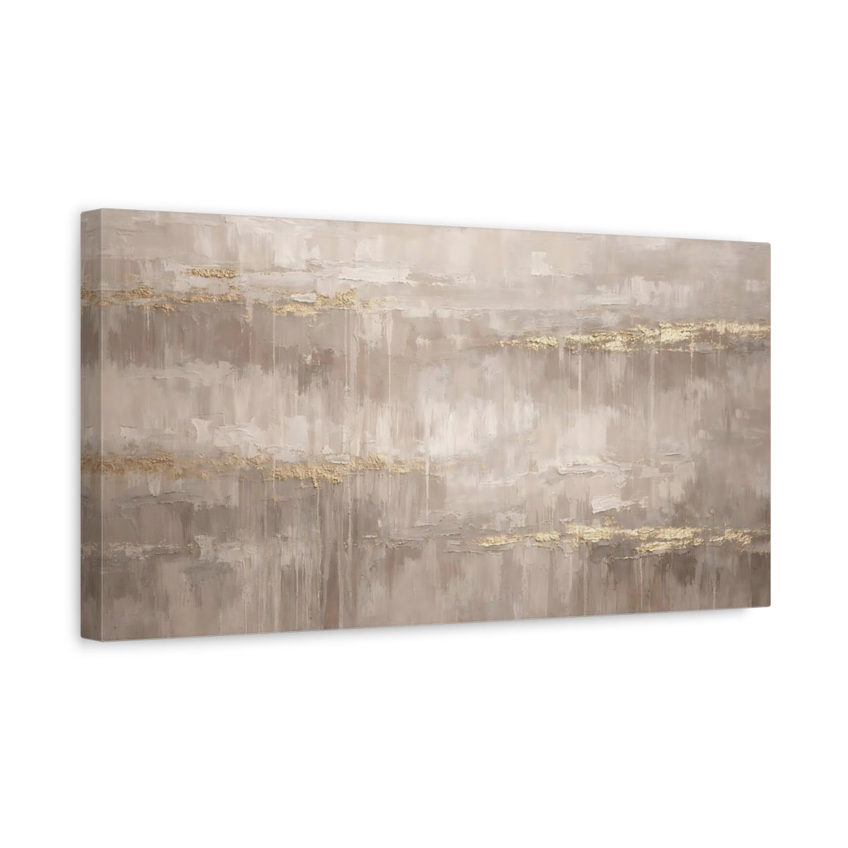Side Mockup 3. Abstract Abstract Texture Neutral Gold Texture shown as stretched canvas wall art