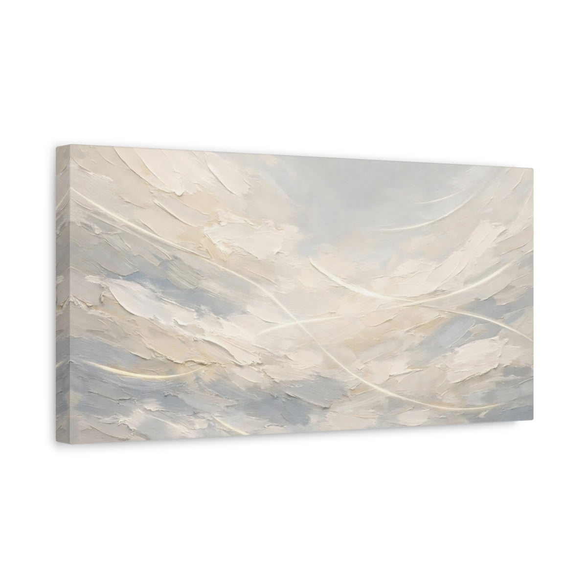 Side Mockup 3. Abstract Textured Abstract Neutral Beige Gray shown as stretched canvas wall art