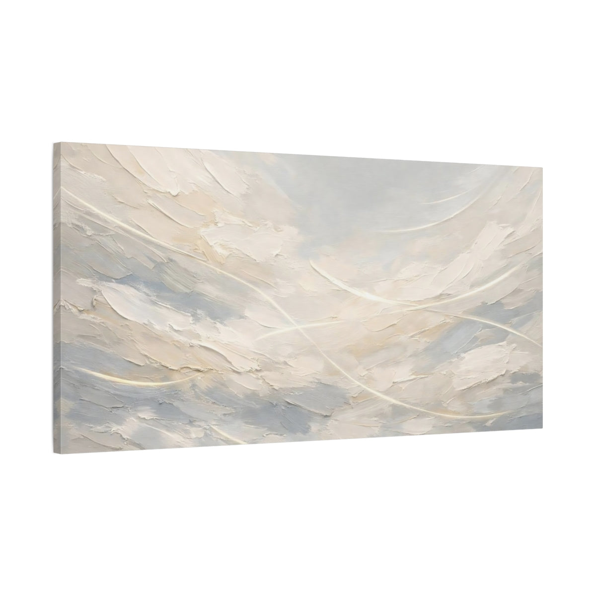Side Mockup 1. Abstract Textured Abstract Neutral Beige Gray shown as stretched canvas wall art