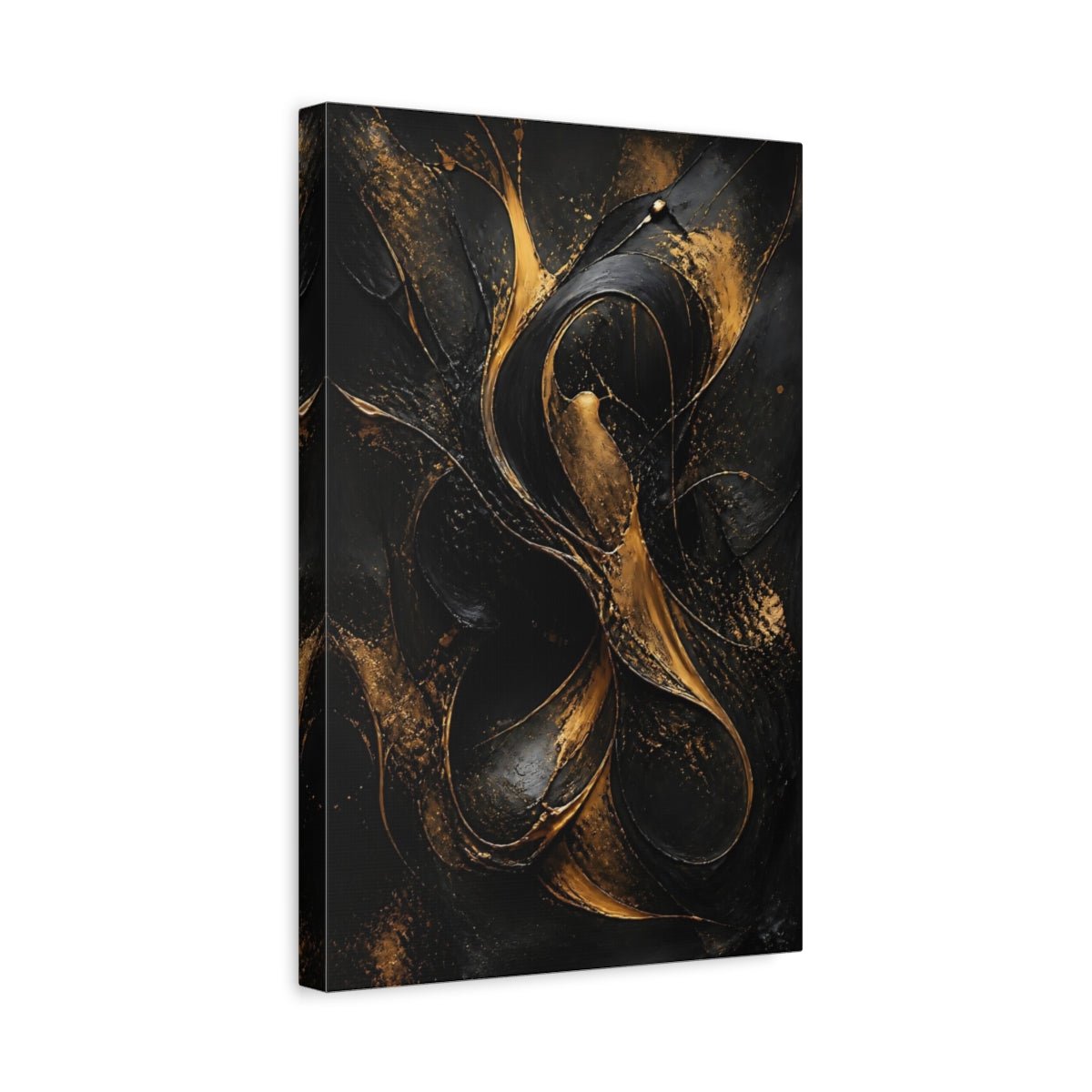 Abstract Molten Gold Black And Canvas Wall Art Print – Living Room, Above Fireplace - YesArtYes