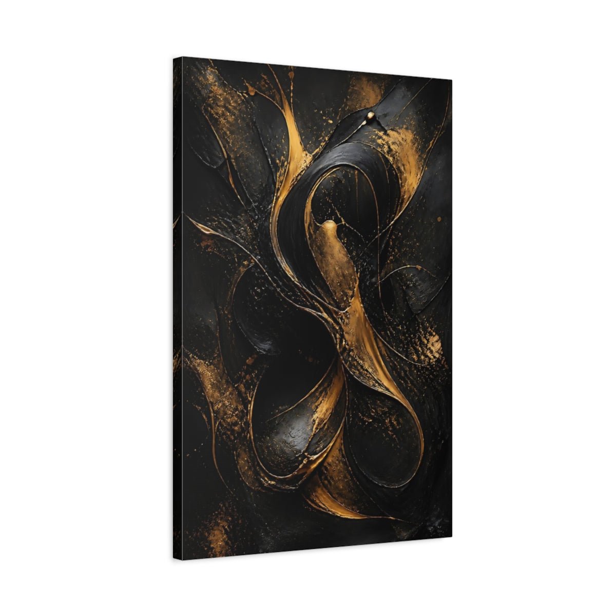 Abstract Molten Gold Black And Canvas Wall Art Print – Living Room, Above Fireplace - YesArtYes
