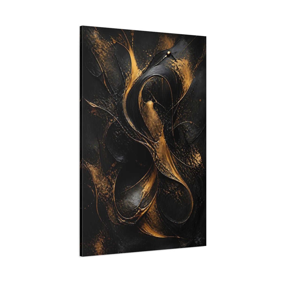 Abstract Molten Gold Black And Canvas Wall Art Print – Living Room, Above Fireplace - YesArtYes