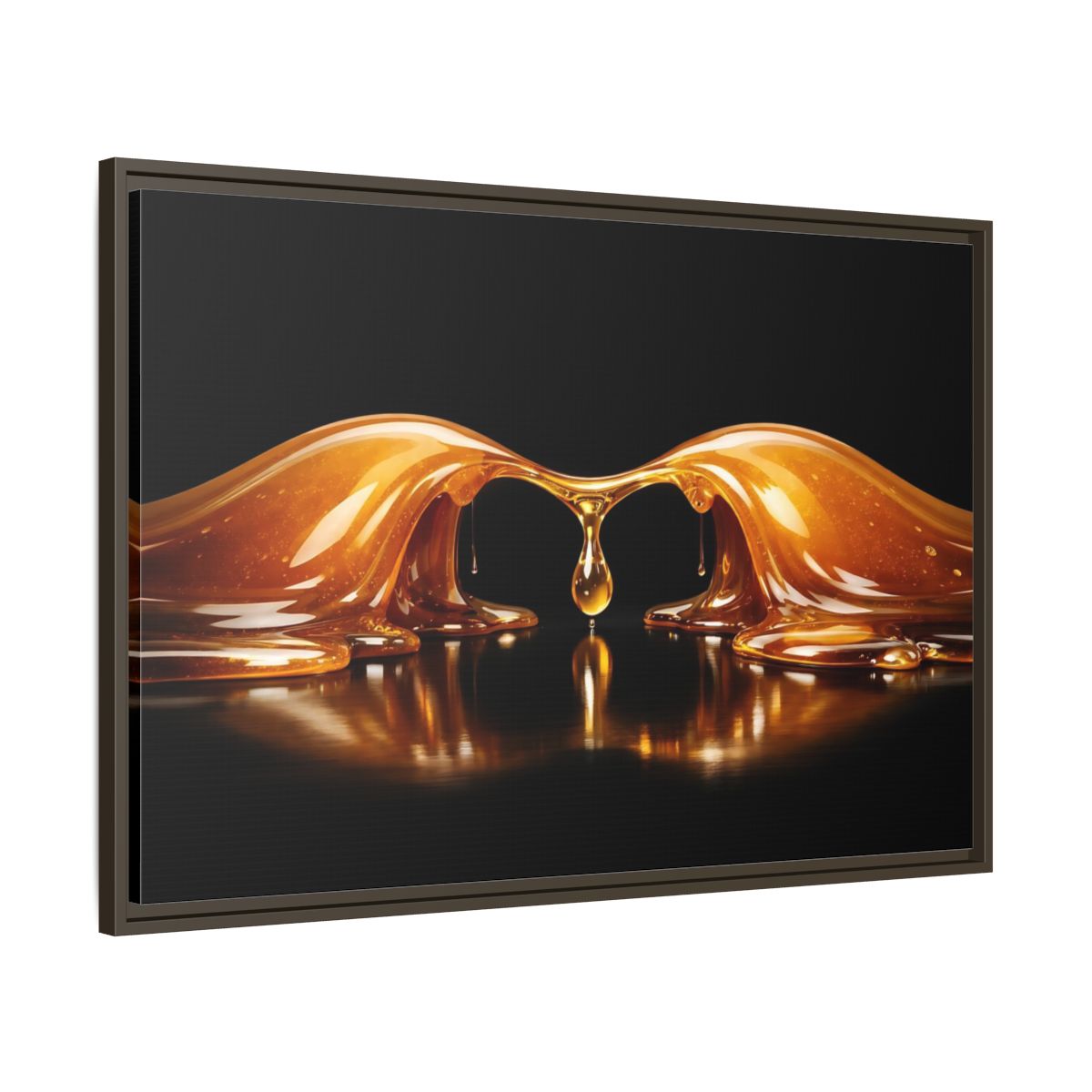 Side Mockup 9. Abstract Molten Gold Gold Black shown as stretched canvas wall art
