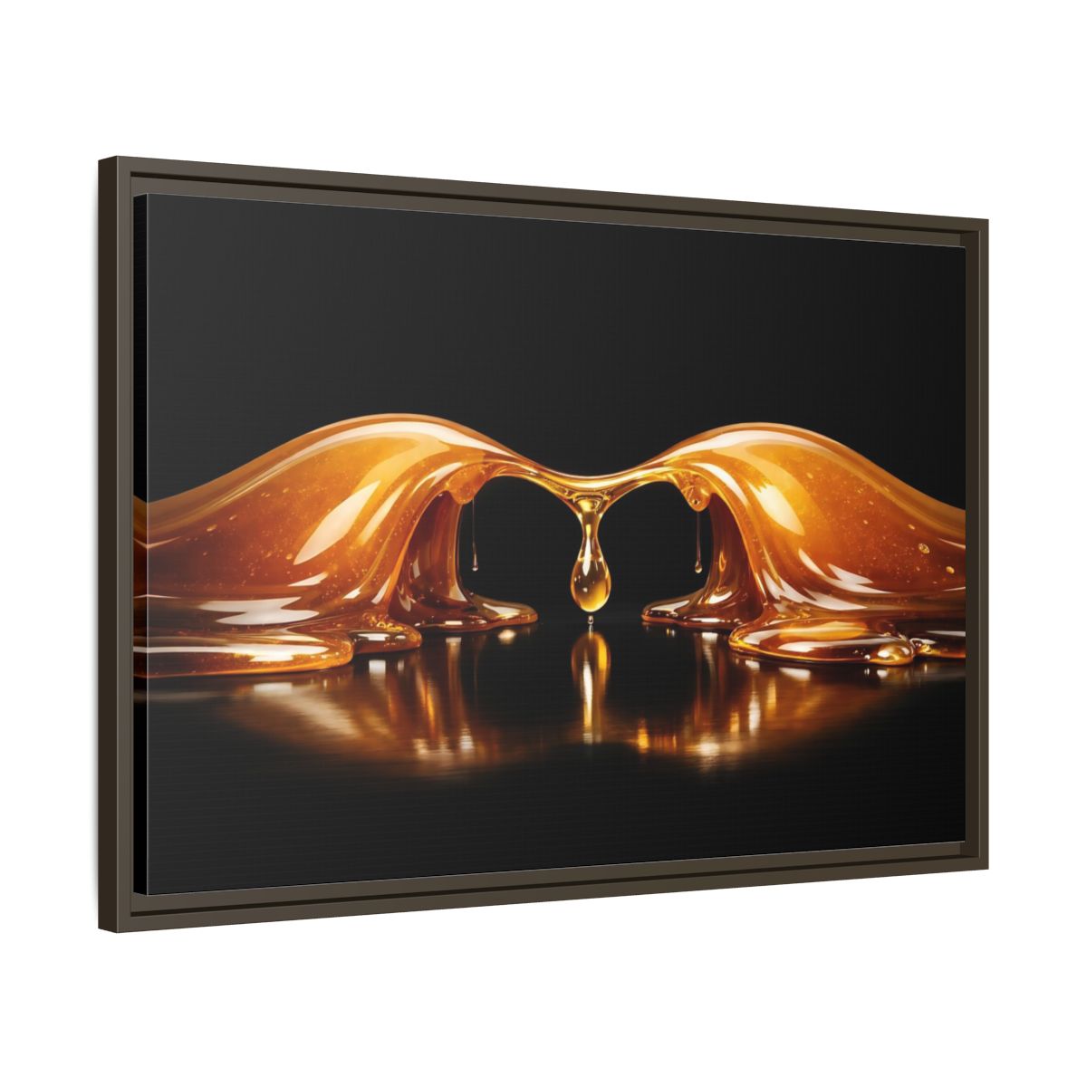 Side Mockup 11. Abstract Molten Gold Gold Black shown as stretched canvas wall art