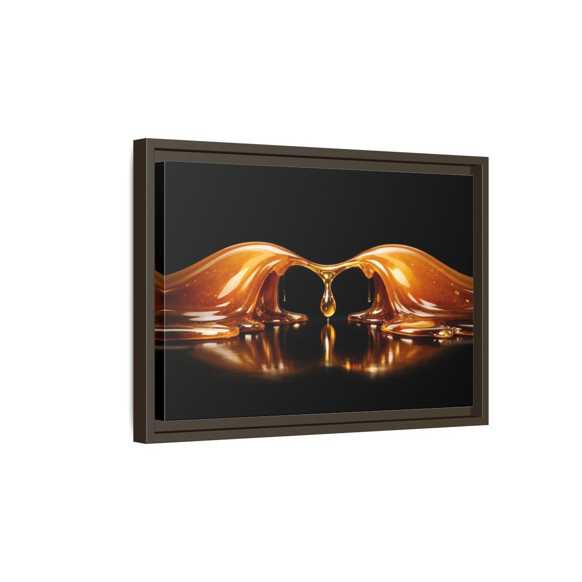 Side Mockup 5. Abstract Molten Gold Gold Black shown as stretched canvas wall art