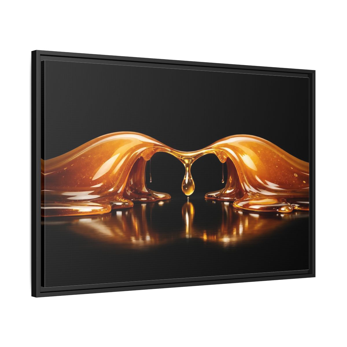 Side Mockup 13. Abstract Molten Gold Gold Black shown as stretched canvas wall art