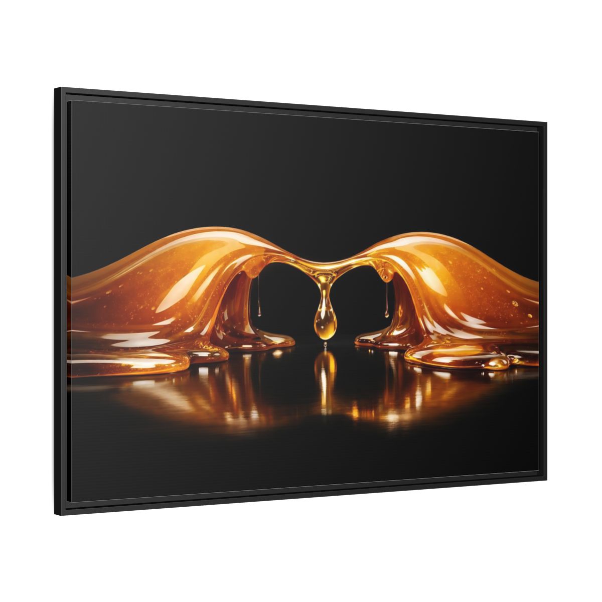 Side Mockup 12. Abstract Molten Gold Gold Black shown as stretched canvas wall art