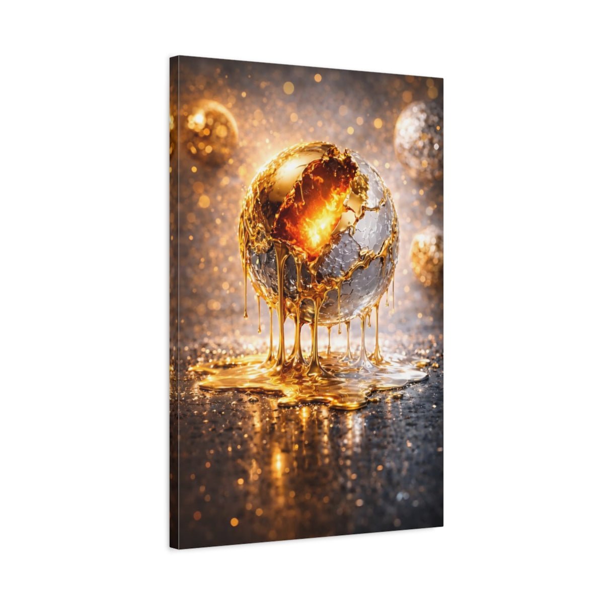 Abstract Molten Sphere Gold - Canvas Wall Art Print - YesArtYes