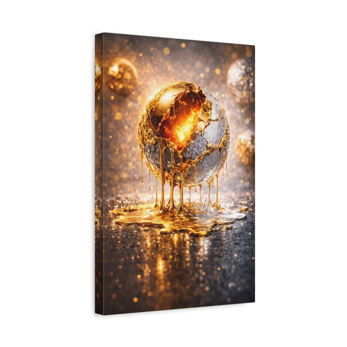 Abstract Molten Sphere Gold - Canvas Wall Art Print - YesArtYes