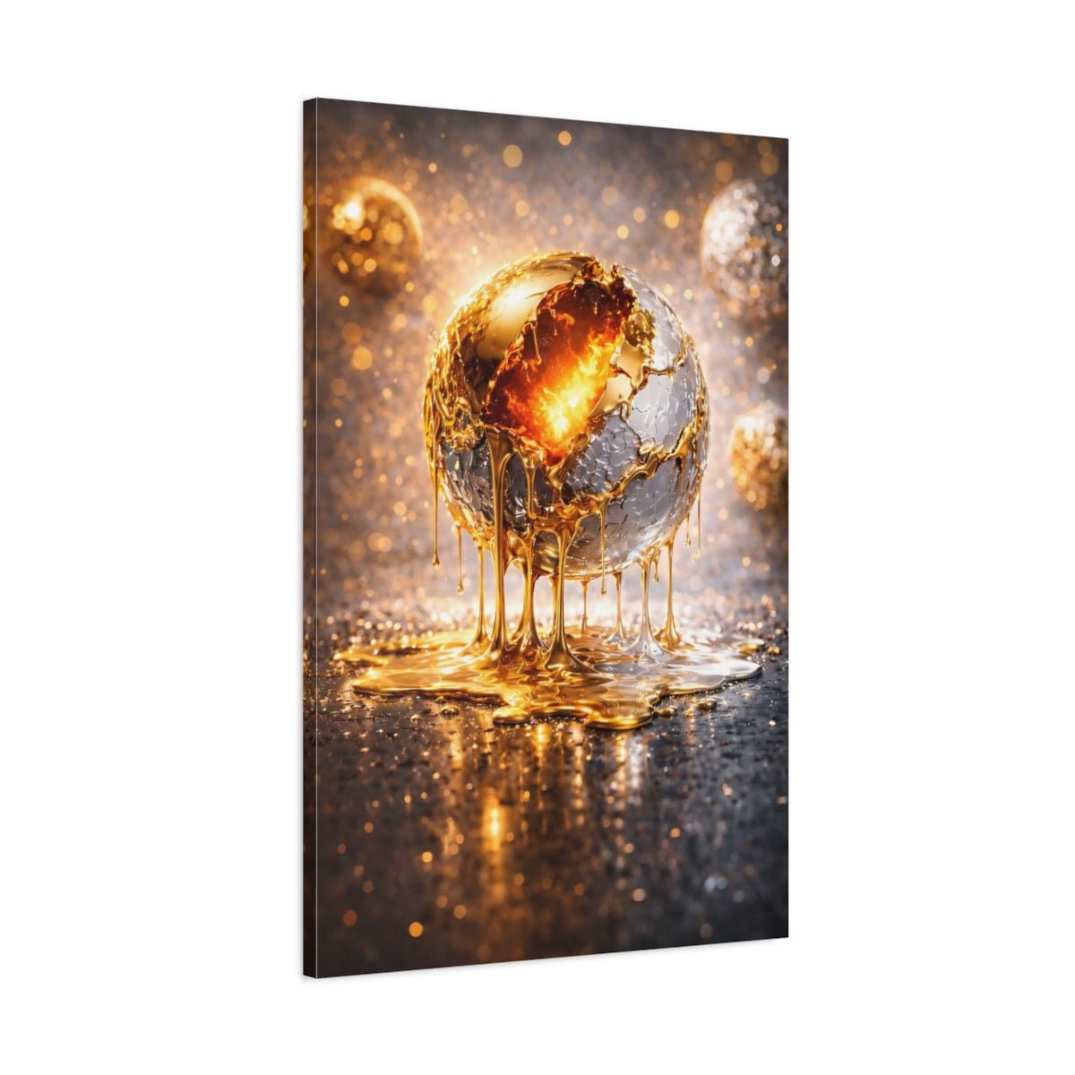 Abstract Molten Sphere Gold - Canvas Wall Art Print - YesArtYes