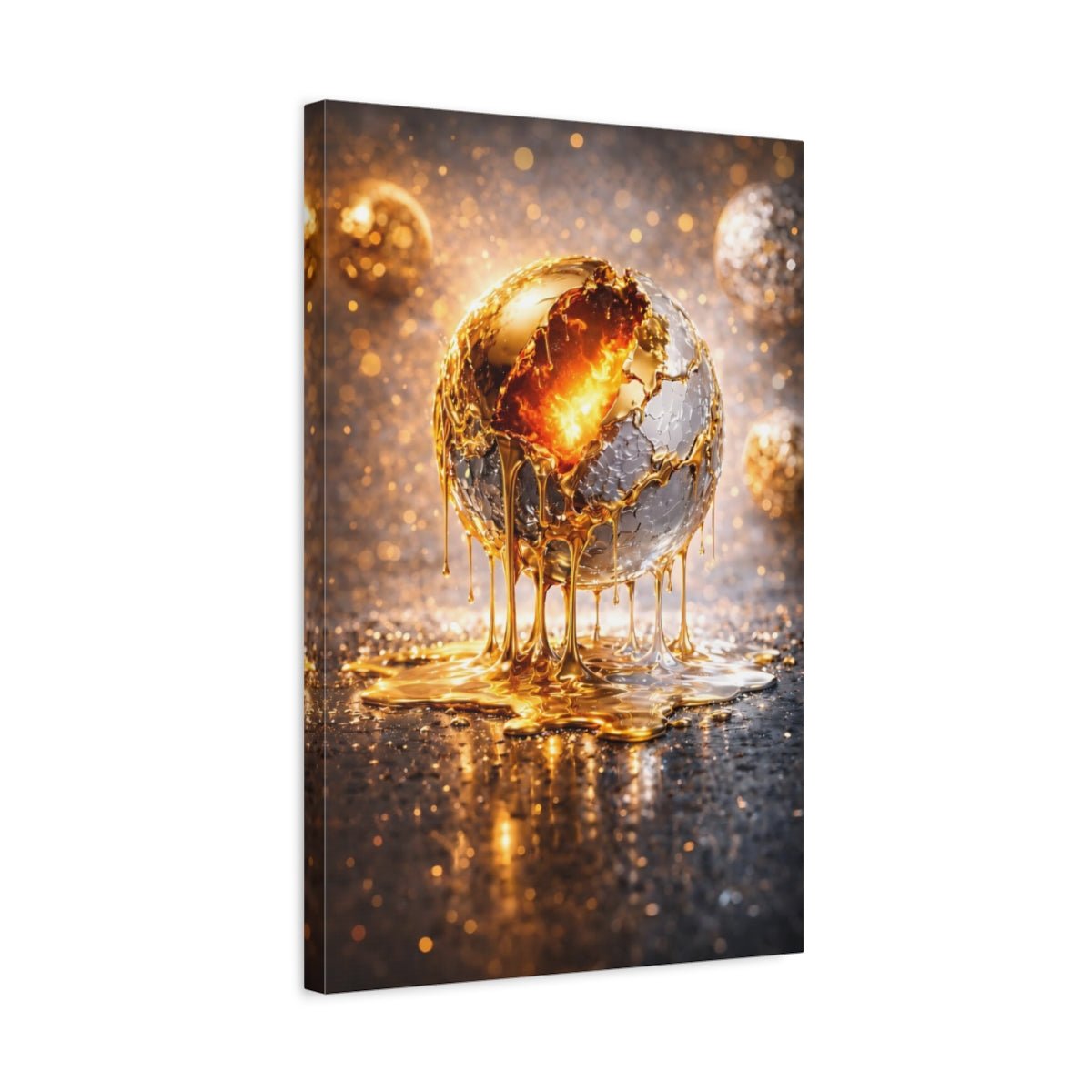 Abstract Molten Sphere Gold - Canvas Wall Art Print - YesArtYes