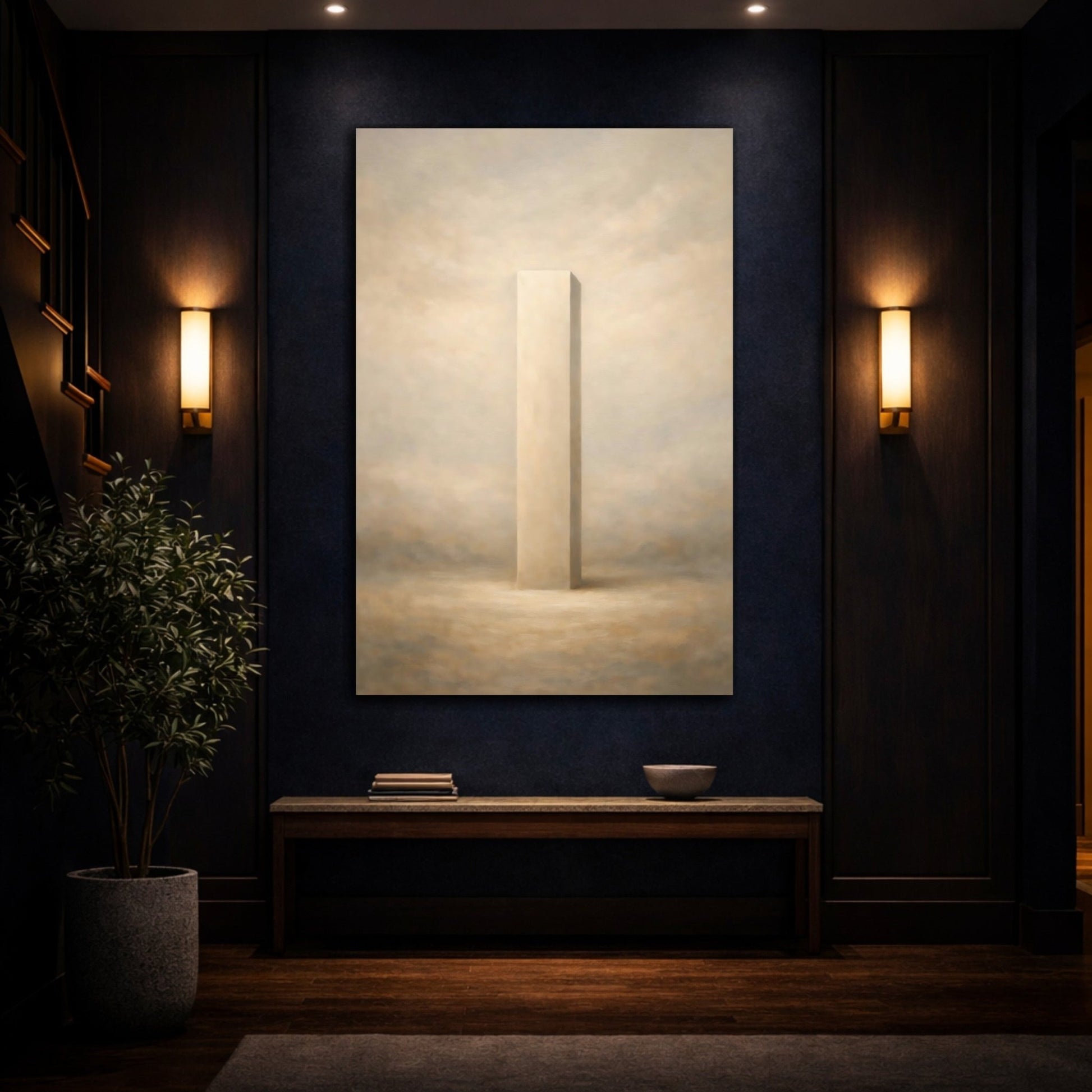 Abstract Monolith Brown Beige - Canvas Wall Art Print - YesArtYes