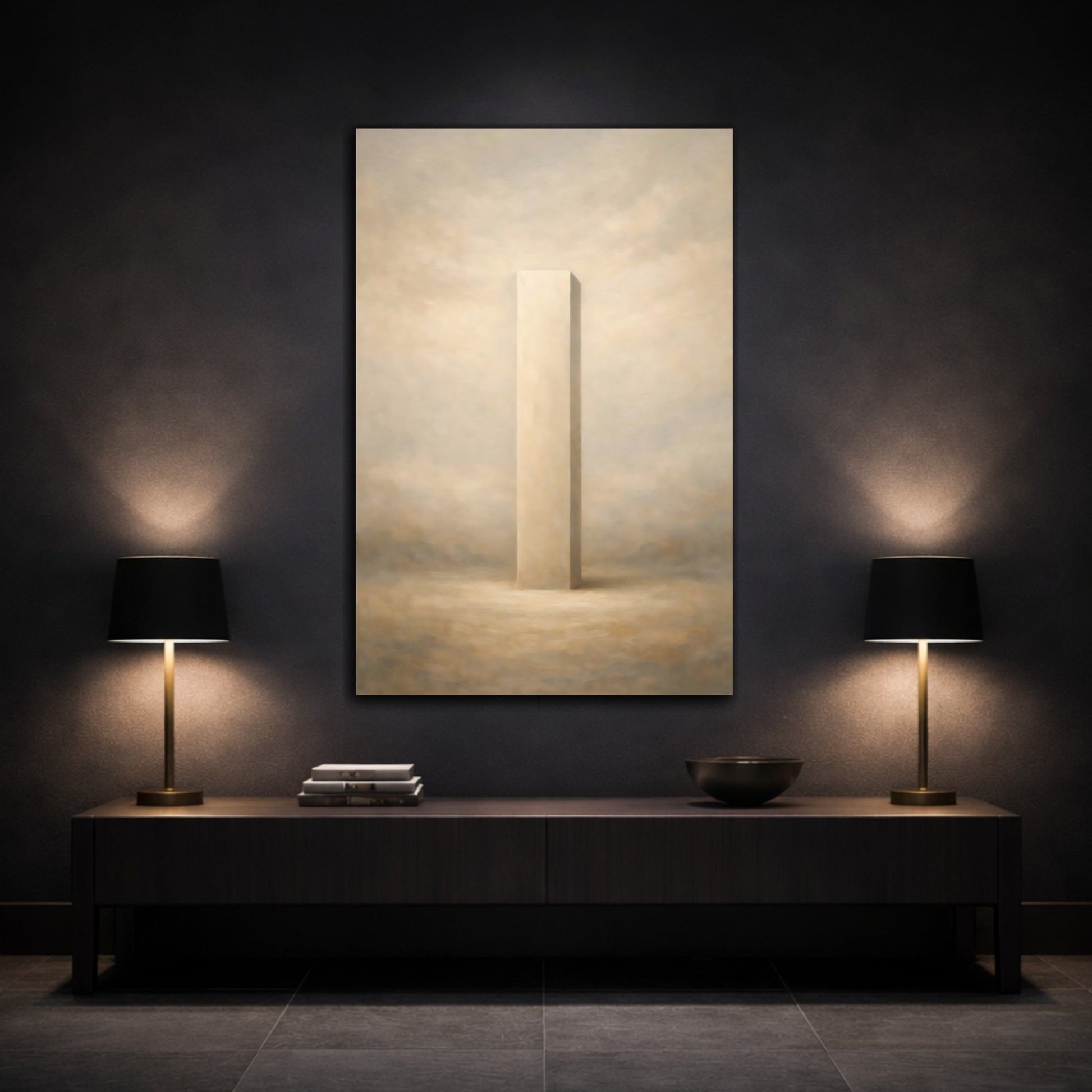 Abstract Monolith Brown Beige - Canvas Wall Art Print - YesArtYes