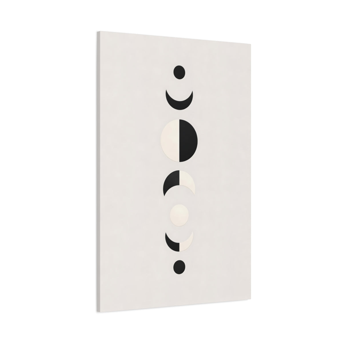 Abstract Moon Phases Black White Moon shown as stretched canvas wall art