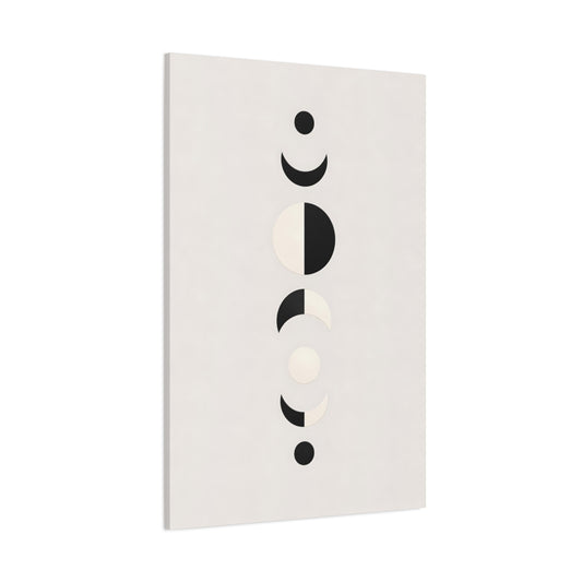 Abstract Moon Phases Black White Moon shown as stretched canvas wall art
