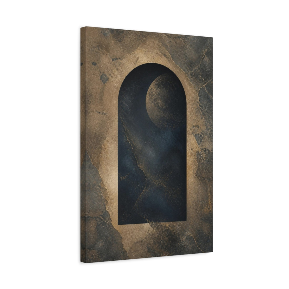 Side Mockup 3. Abstract Moon Portal shown as canvas print