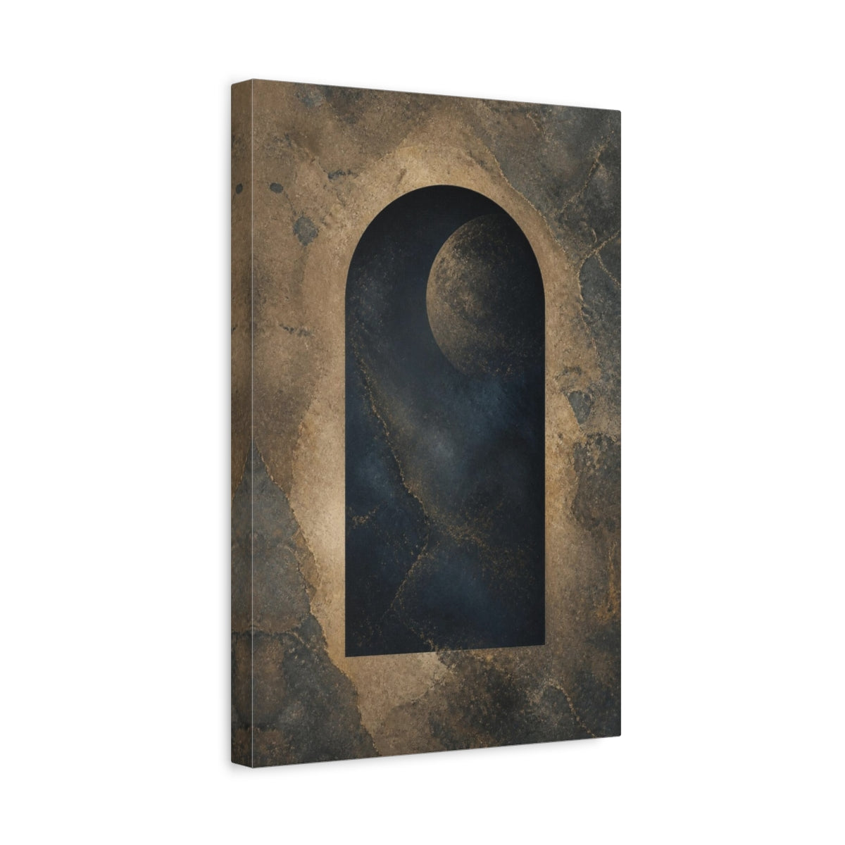 Side Mockup 4. Abstract Moon Portal shown as canvas print