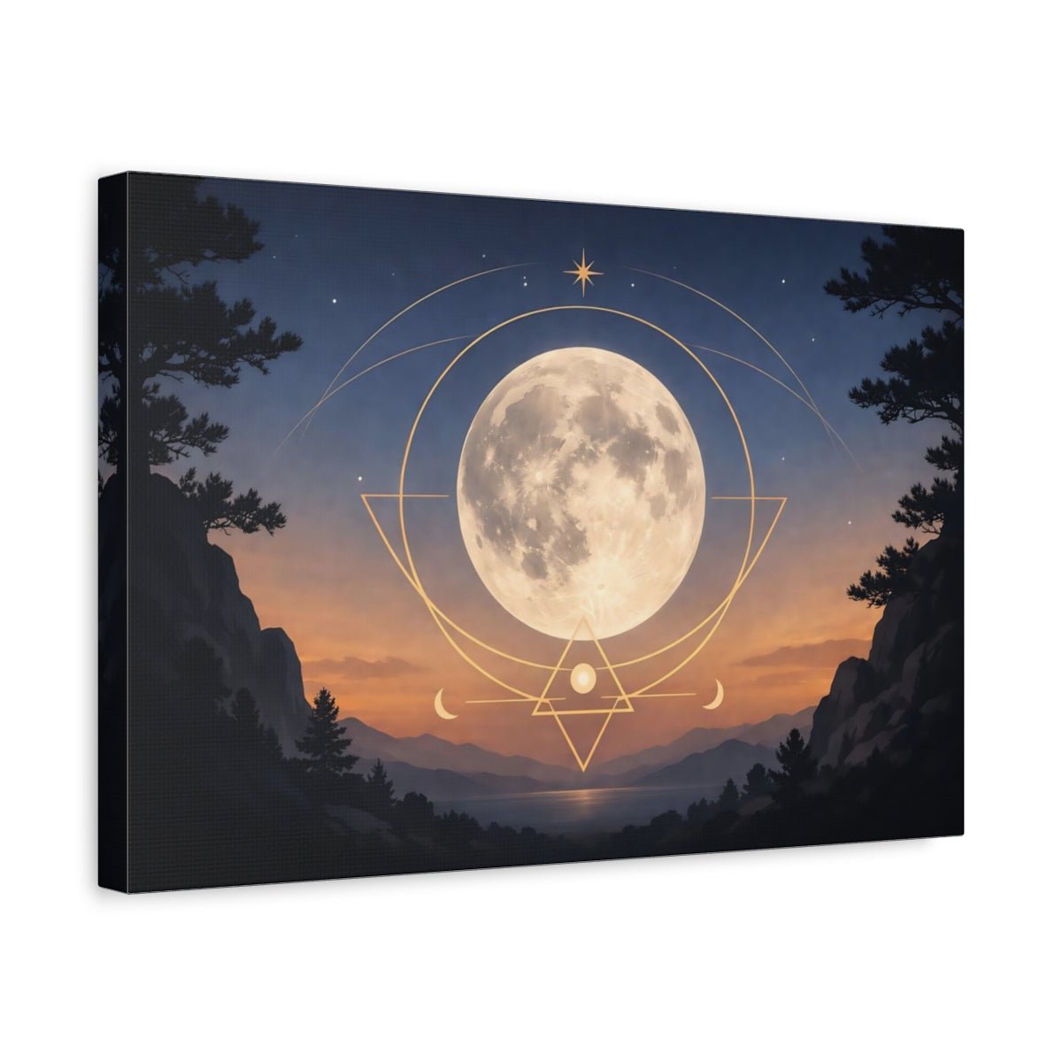 Abstract Moon Sacred Geometry - Canvas Wall Art Print - YesArtYes