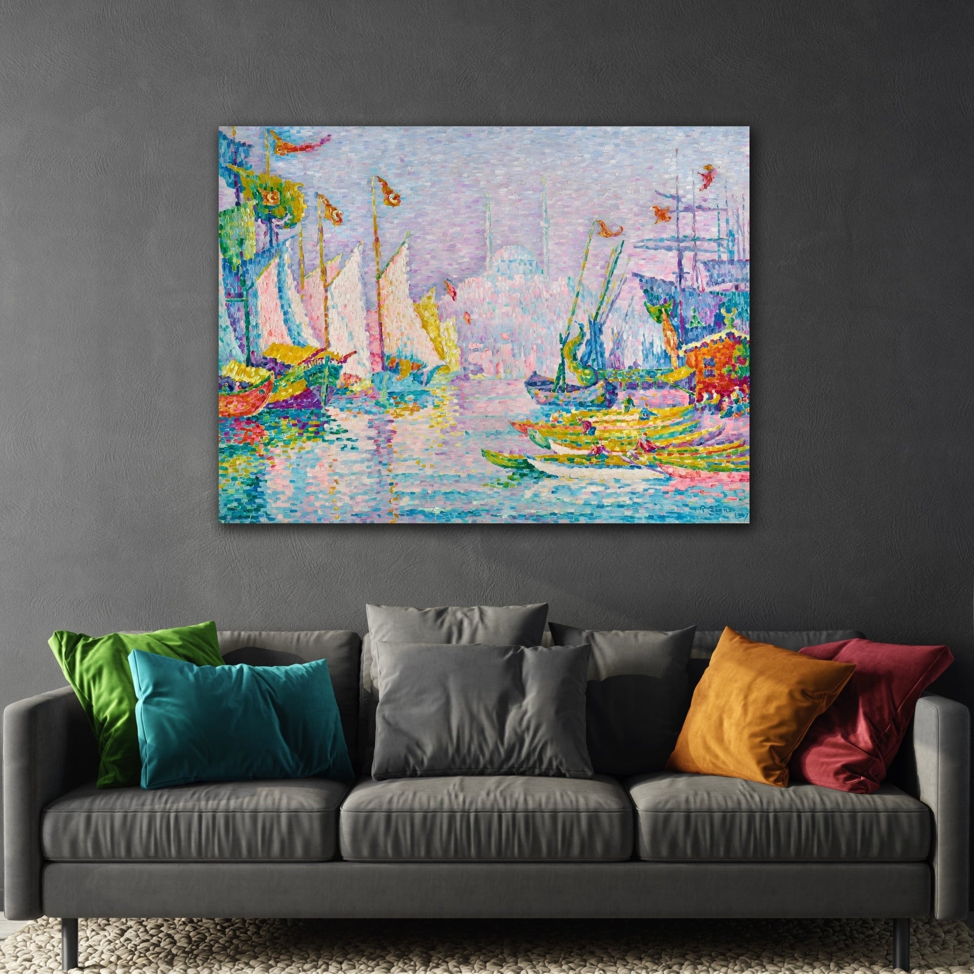 Abstract Morning Boat Canvas Signac Wall Art Print - YesArtYes