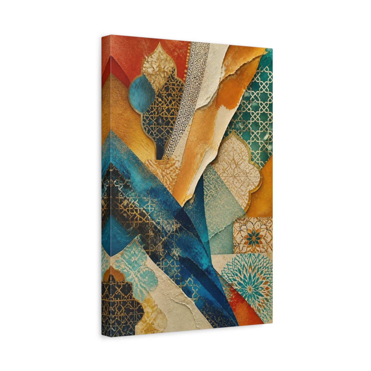 Side Mockup 4. Abstract Moroccan Motif shown as canvas print