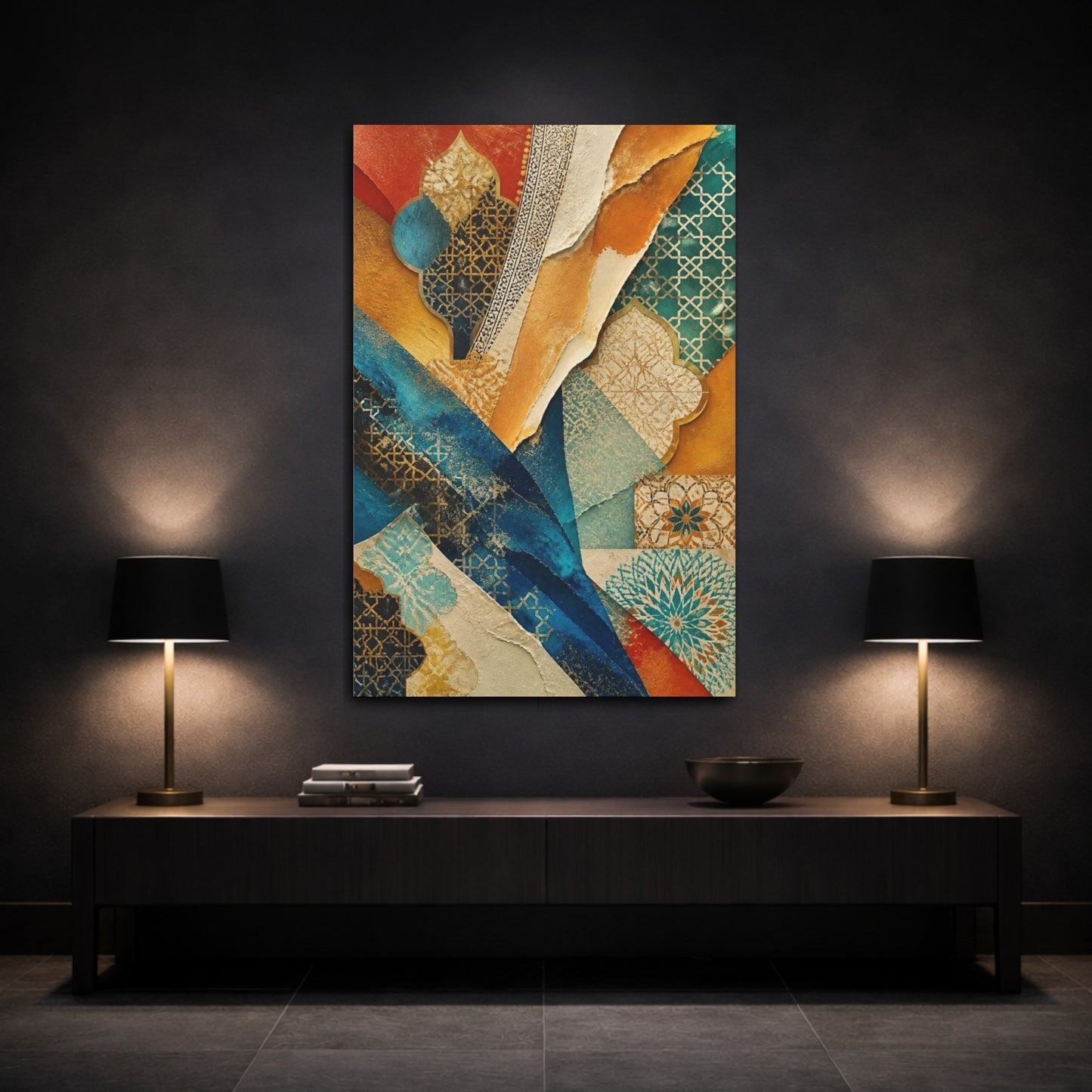 Mockup 3. Abstract Moroccan Motif shown as canvas print