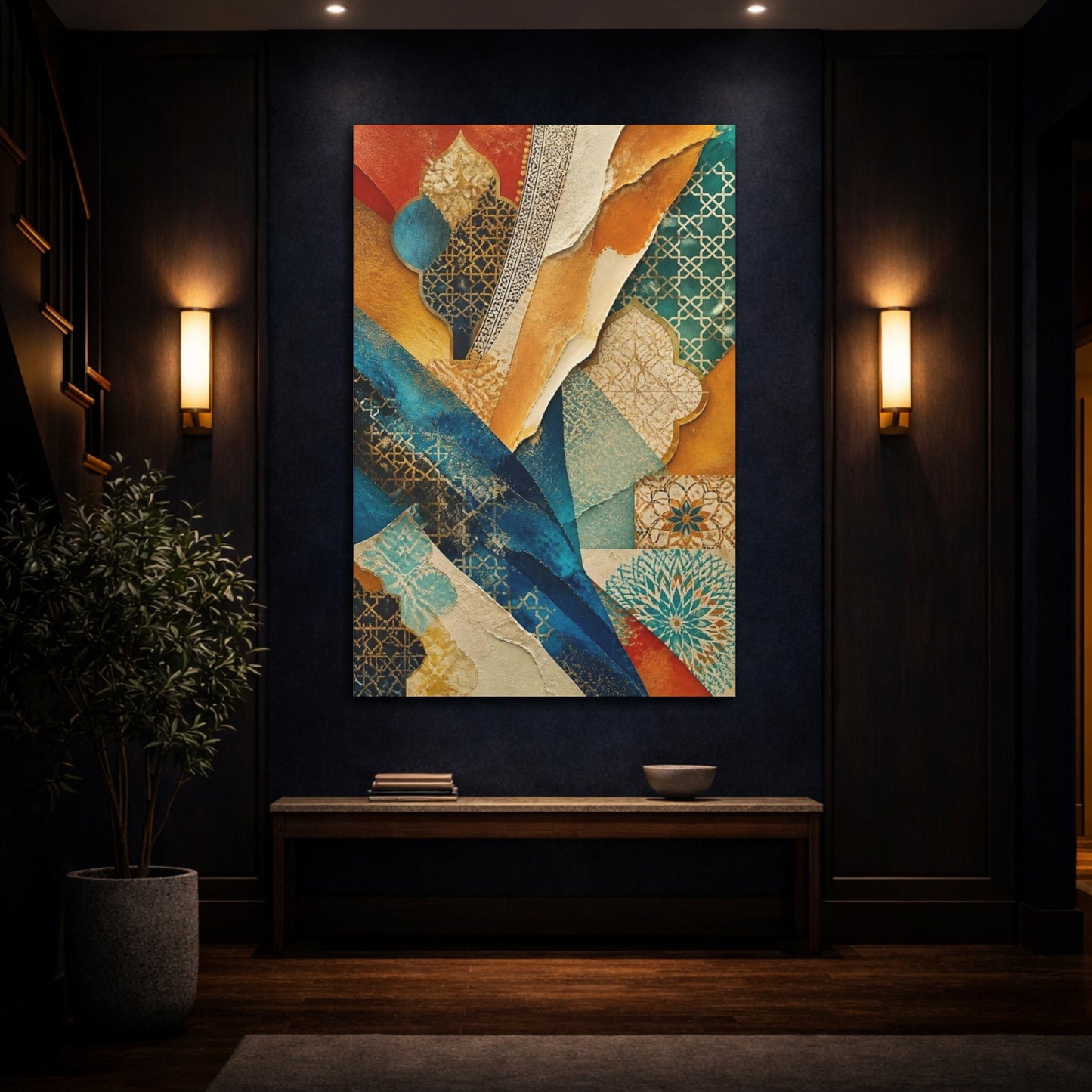 Mockup 4. Abstract Moroccan Motif shown as canvas print