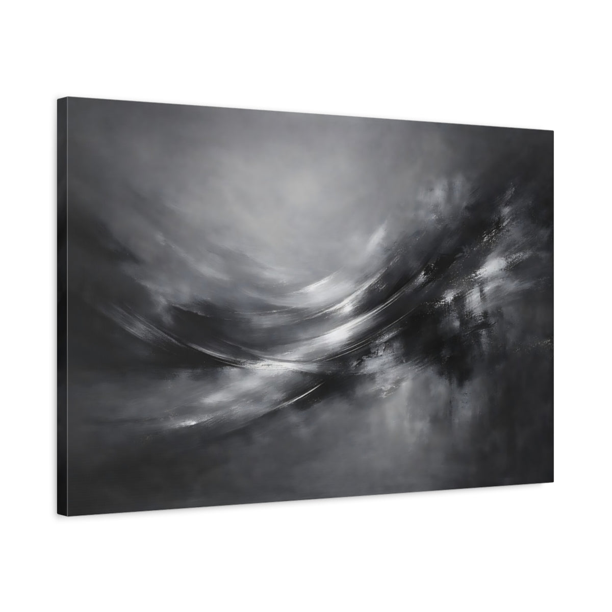 Side Mockup 2. Abstract Abstract Motion Monochrome Abstract shown as stretched canvas wall art