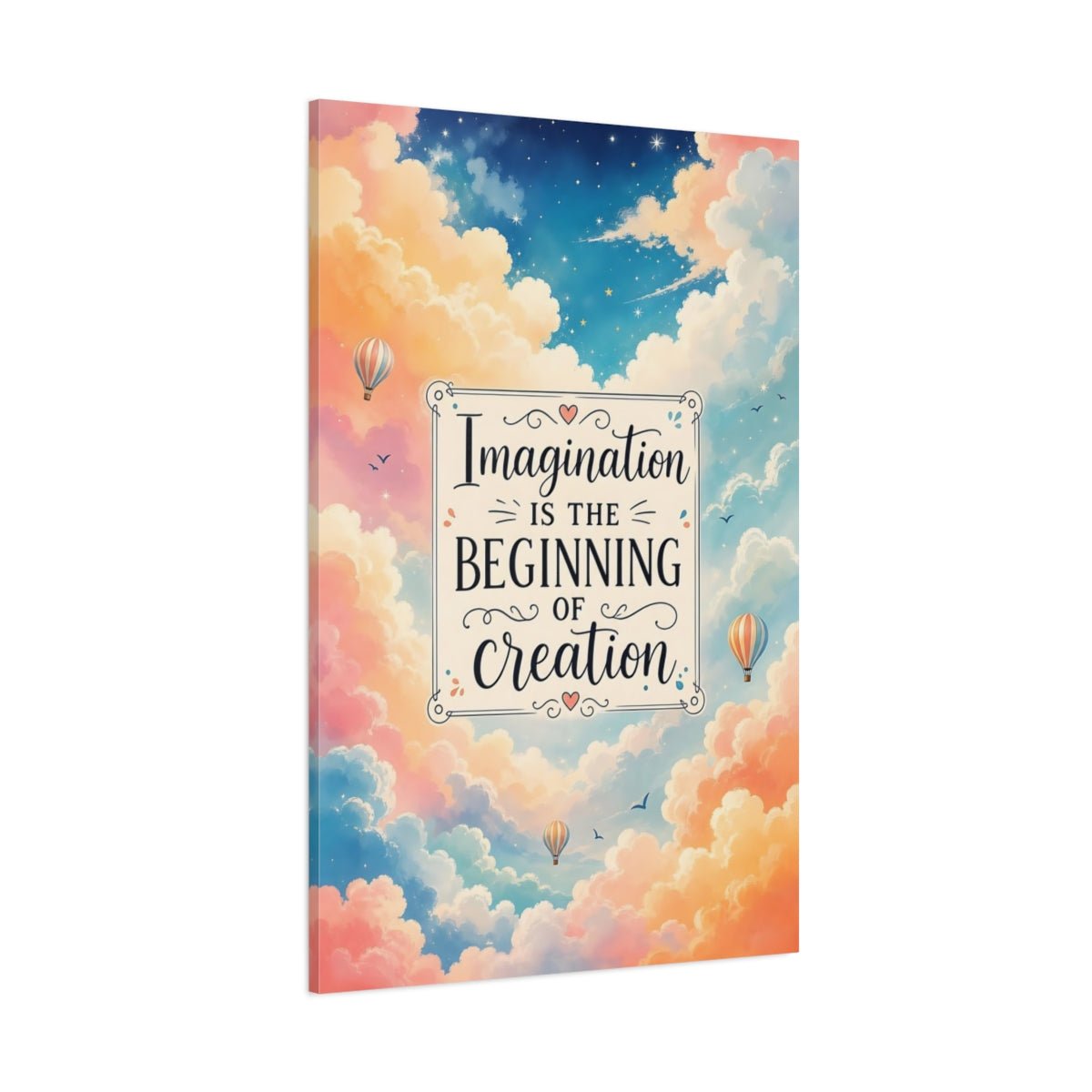 Abstract Motivational Quote Pastel Sky Canvas Wall Art Print – Whimsical Living Room, Above Fireplace - YesArtYes