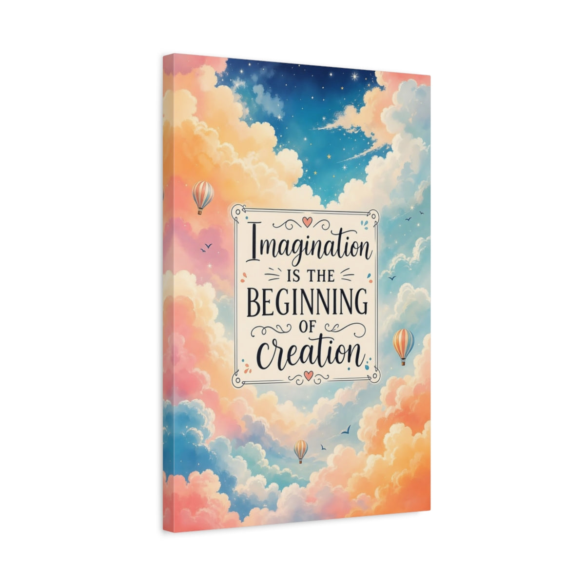 Side Mockup 3. Abstract Motivational Quote Pastel Sky Quote shown as stretched canvas wall art