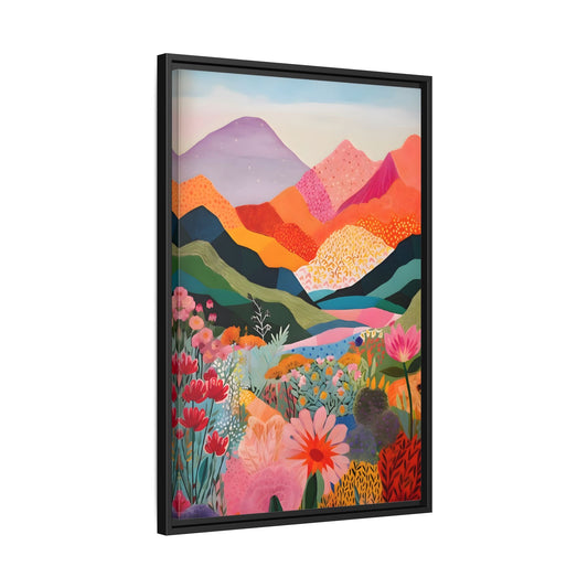 Abstract Mountain Artwork Canvas Wall Art – Colorful Floral Illustration Print