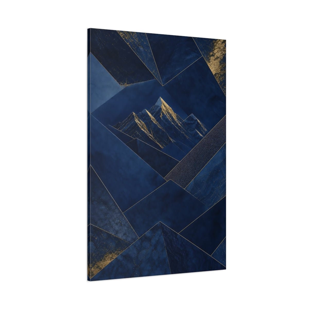 Abstract Mountains Blue And Gold Canvas Print – Living Room, Above Sofa - YesArtYes