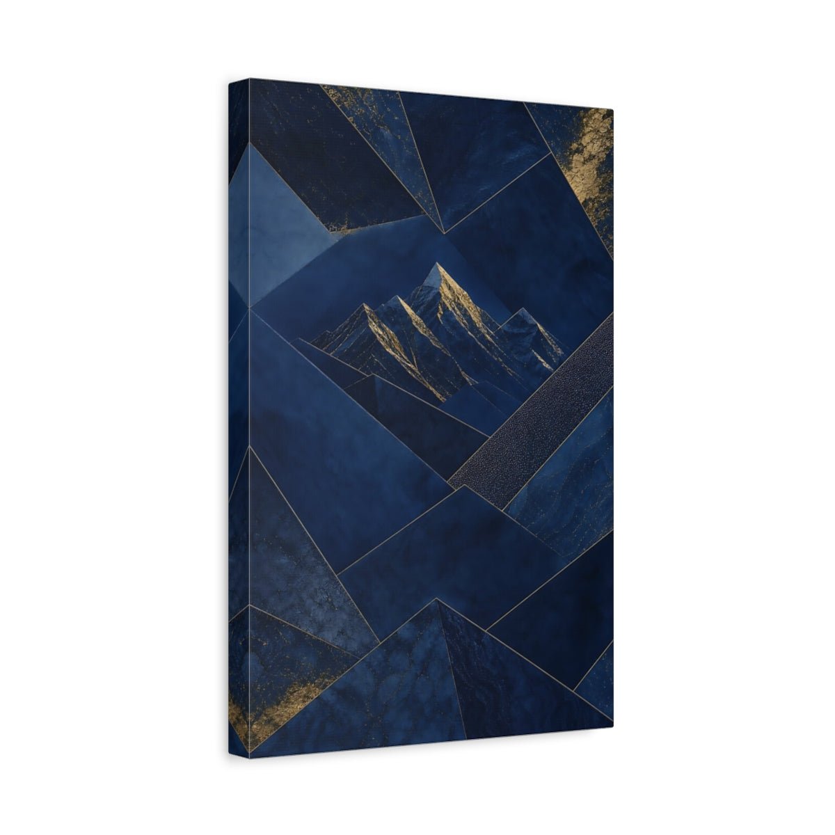 Abstract Mountains Blue And Gold Canvas Print – Living Room, Above Sofa - YesArtYes