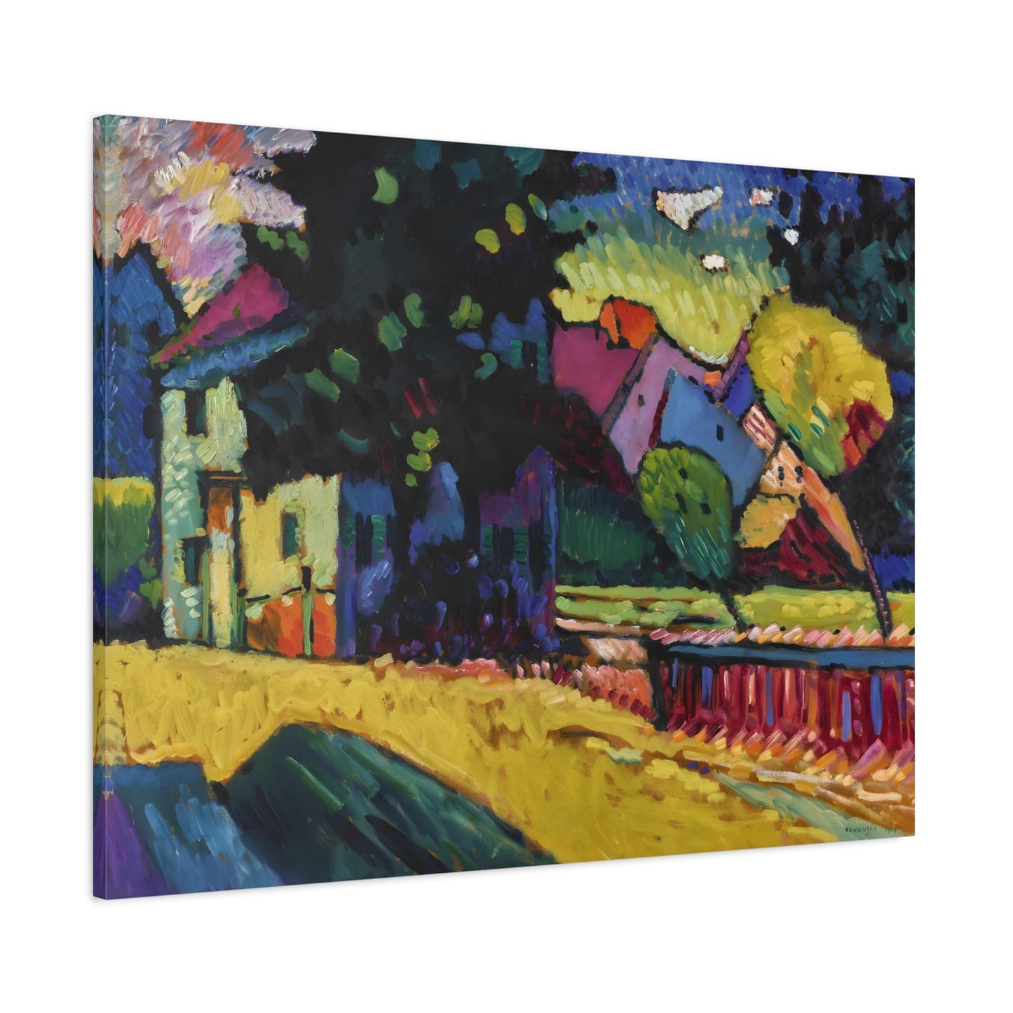 Abstract Murnau Landscape Kandinsky Canvas Print - Green House Wall Art - YesArtYes
