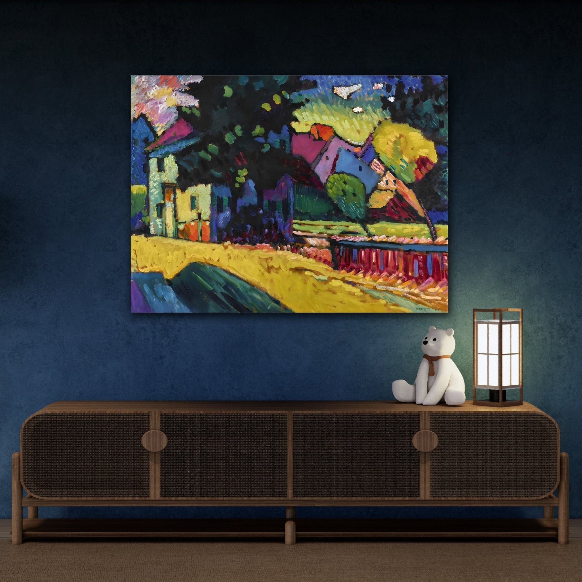 Abstract Murnau Landscape Kandinsky Canvas Print - Green House Wall Art - YesArtYes