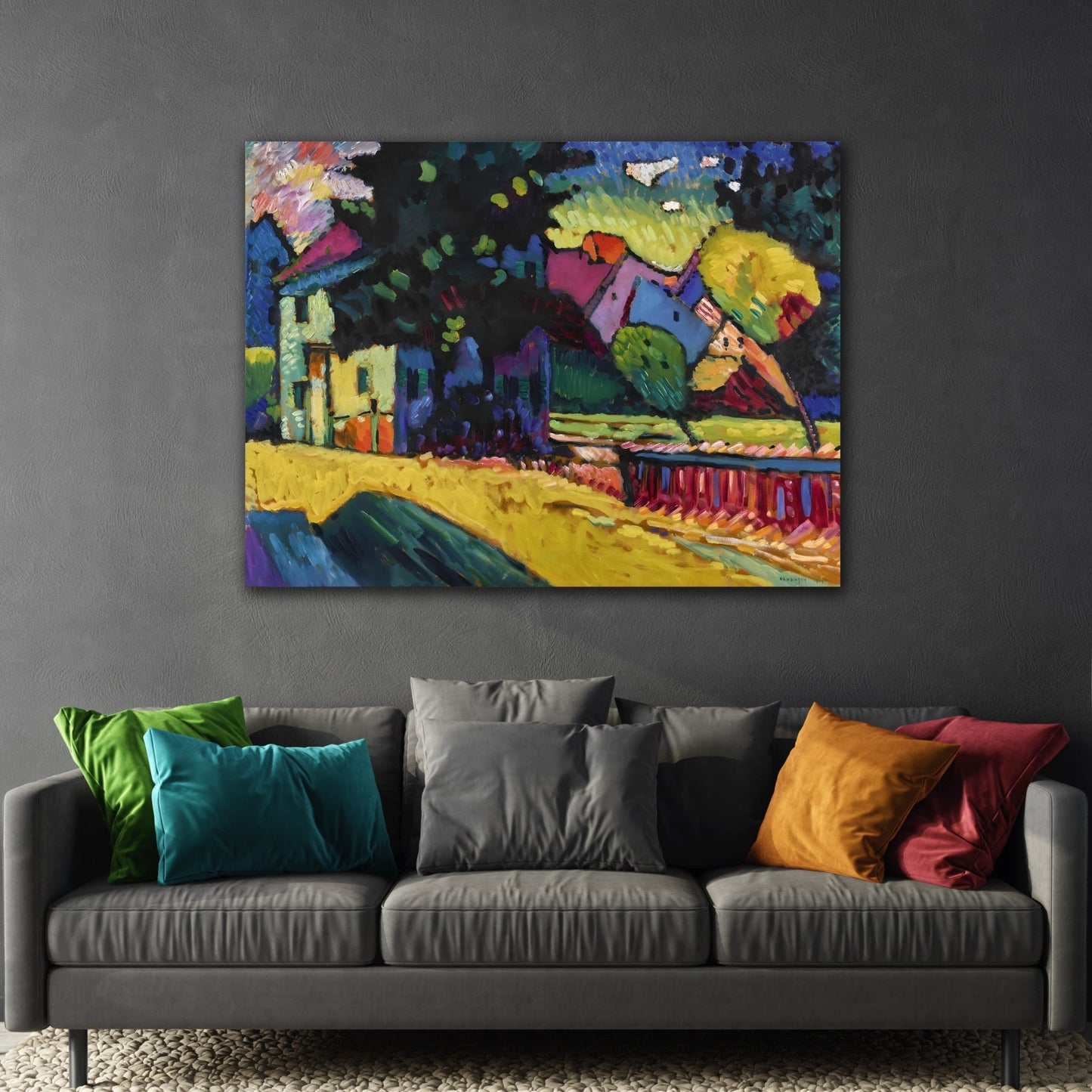 Abstract Murnau Landscape Kandinsky Canvas Print - Green House Wall Art - YesArtYes