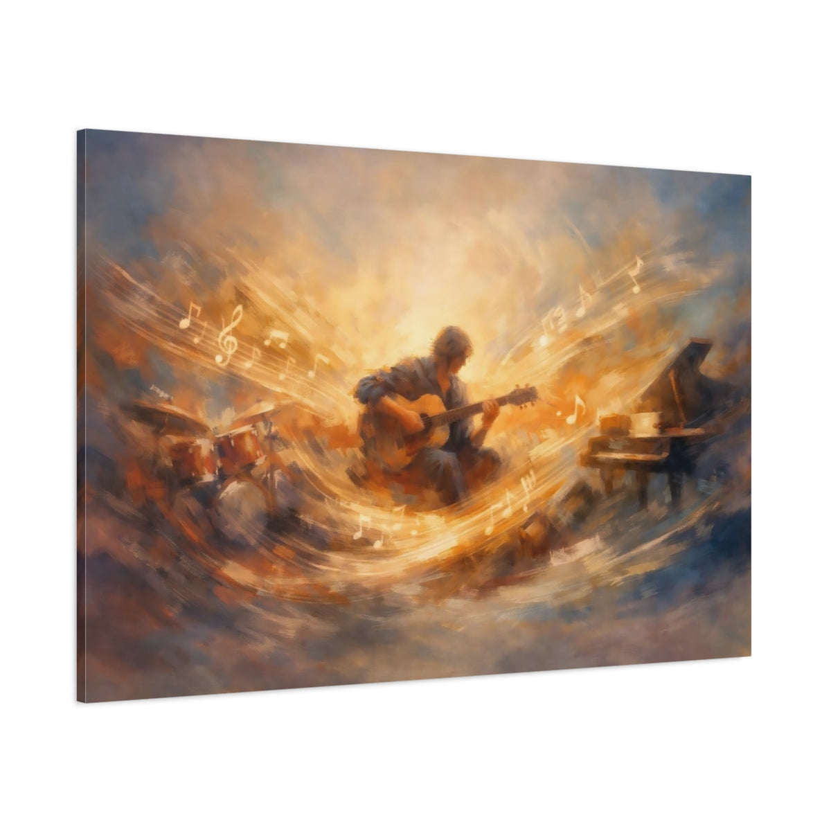 Abstract Musician Golden Music shown as stretched canvas wall art