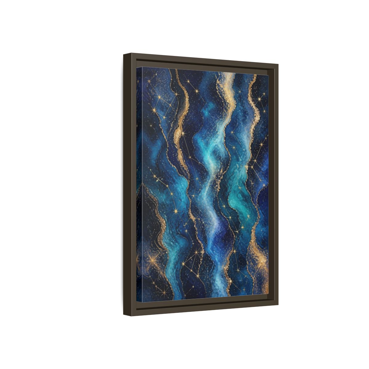Side Mockup 5. Abstract Nebula Waves shown as framed canvas print