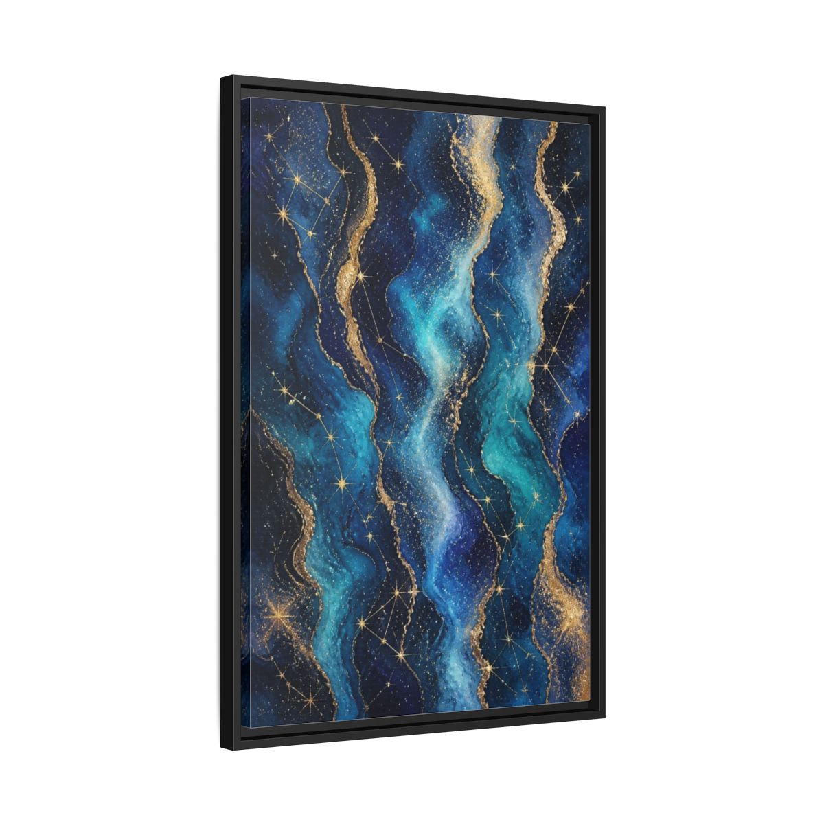Side Mockup 14. Abstract Nebula Waves shown as framed canvas print