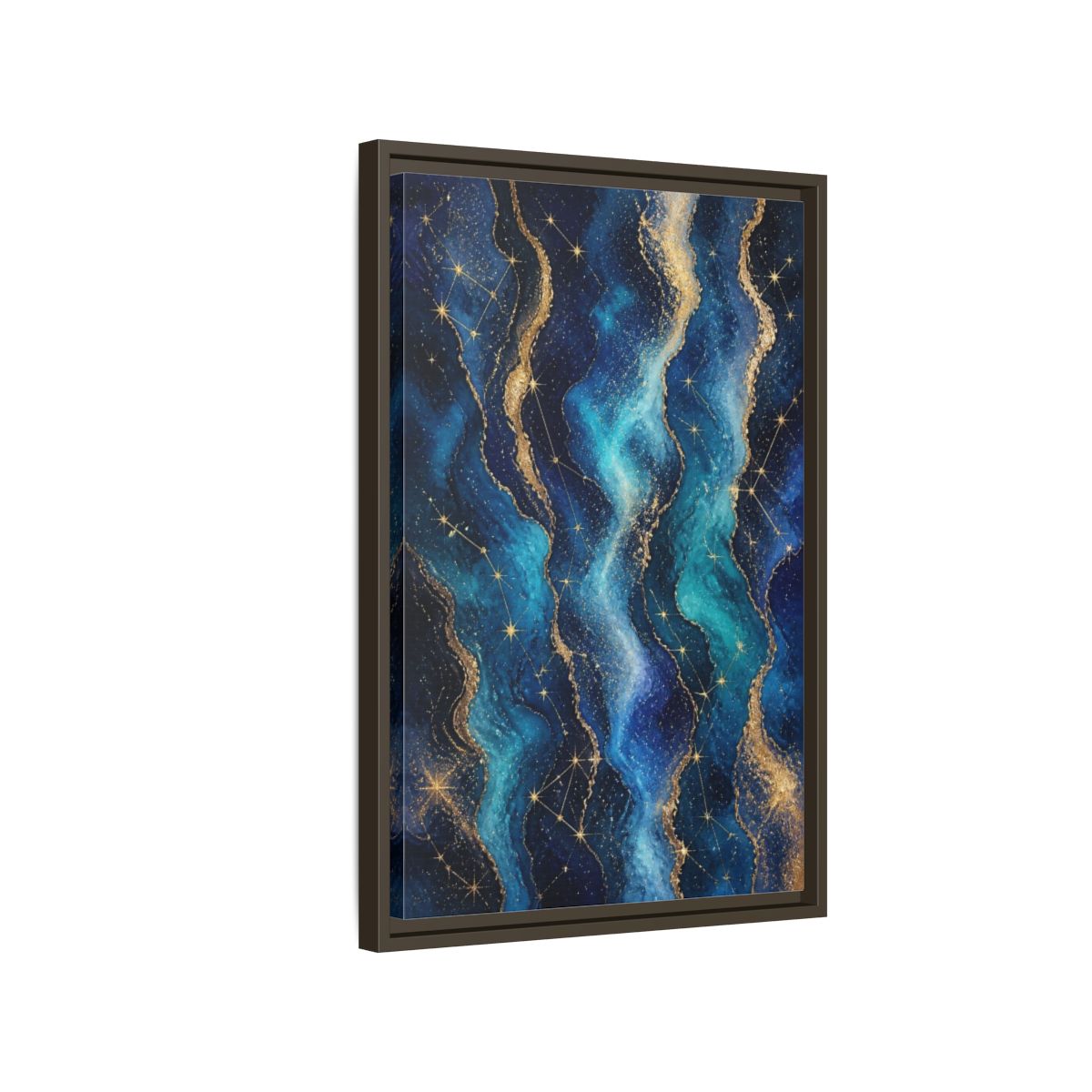 Side Mockup 2. Abstract Nebula Waves shown as framed canvas print
