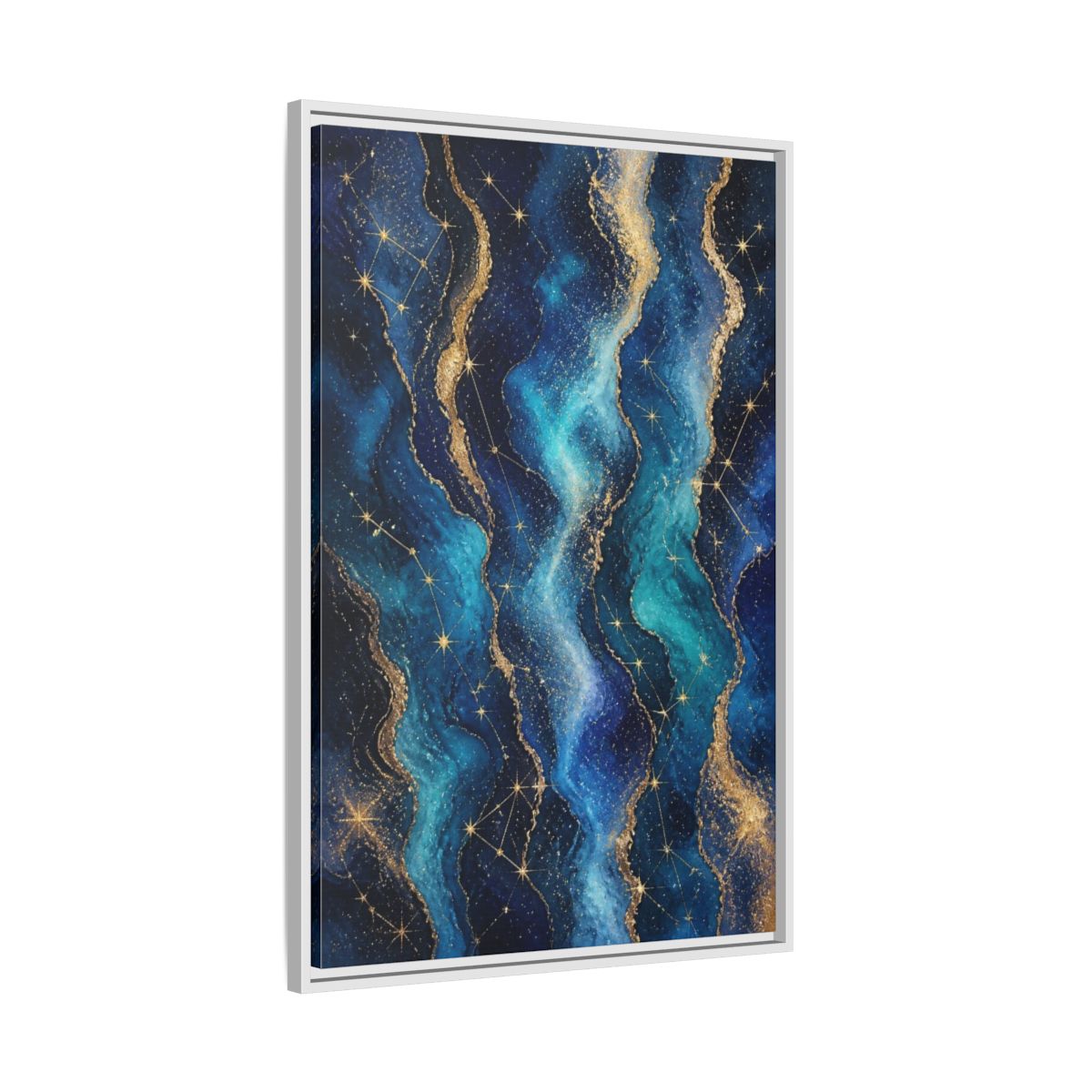 Side Mockup 9. Abstract Nebula Waves shown as framed canvas print