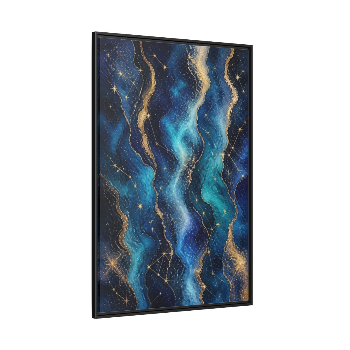Side Mockup 12. Abstract Nebula Waves shown as framed canvas print
