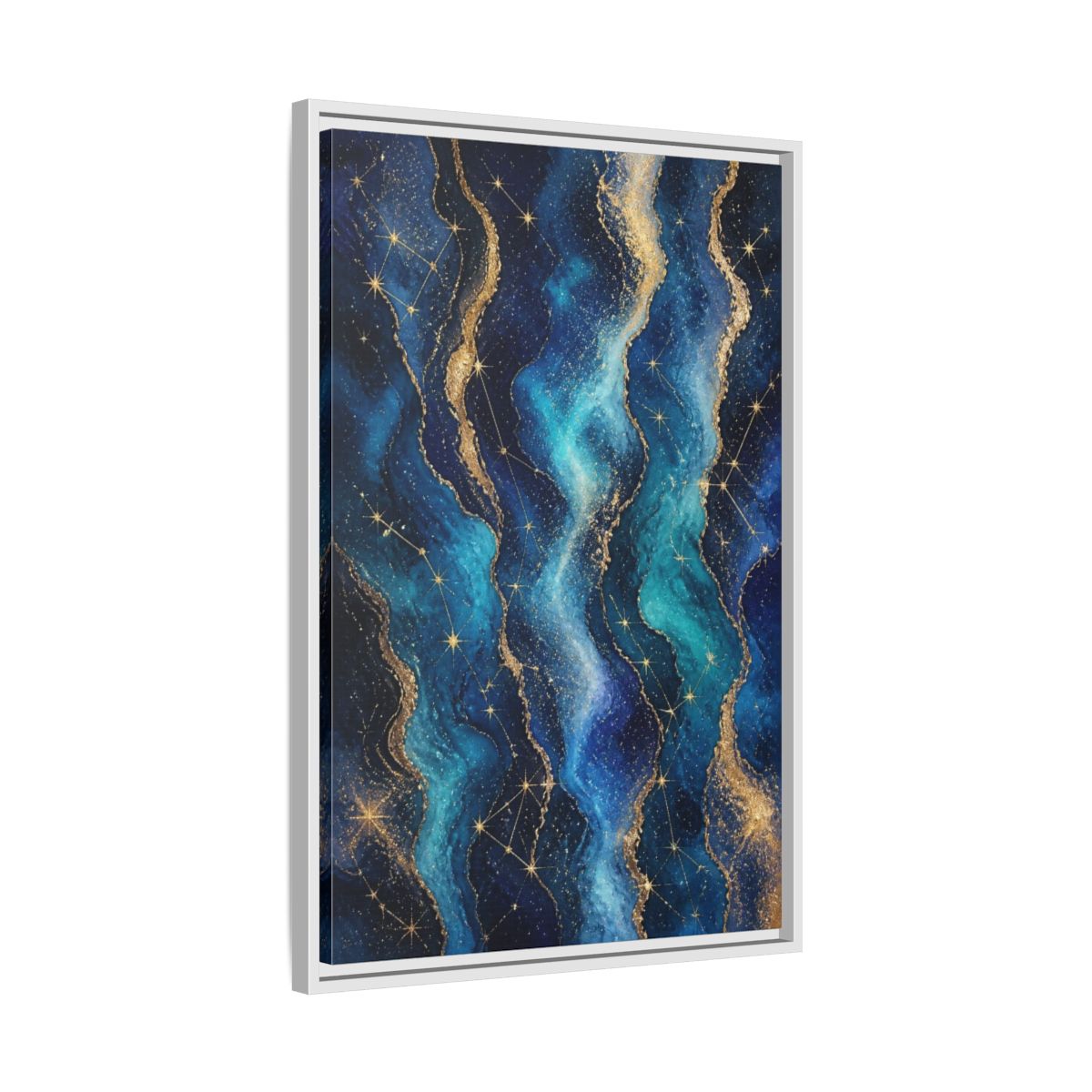 Side Mockup 10. Abstract Nebula Waves shown as framed canvas print