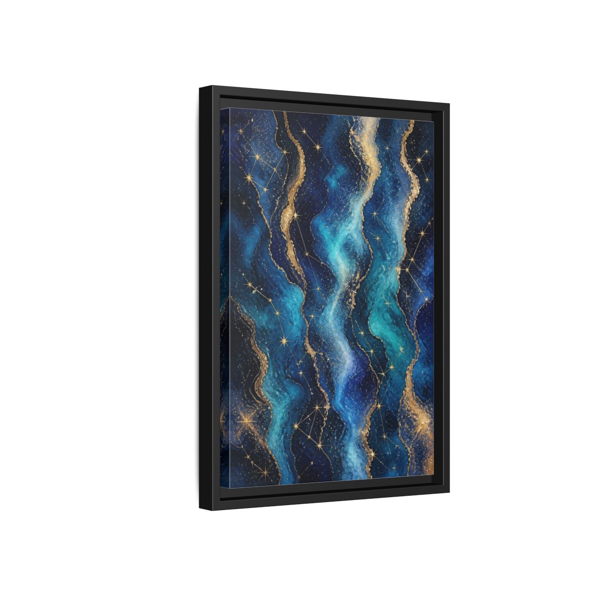 Side Mockup 6. Abstract Nebula Waves shown as framed canvas print