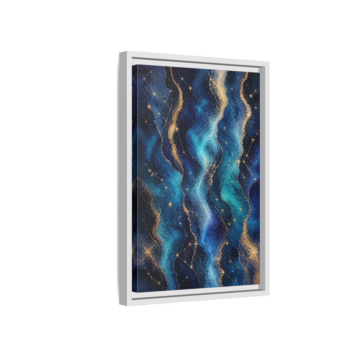 Side Mockup 4. Abstract Nebula Waves shown as framed canvas print